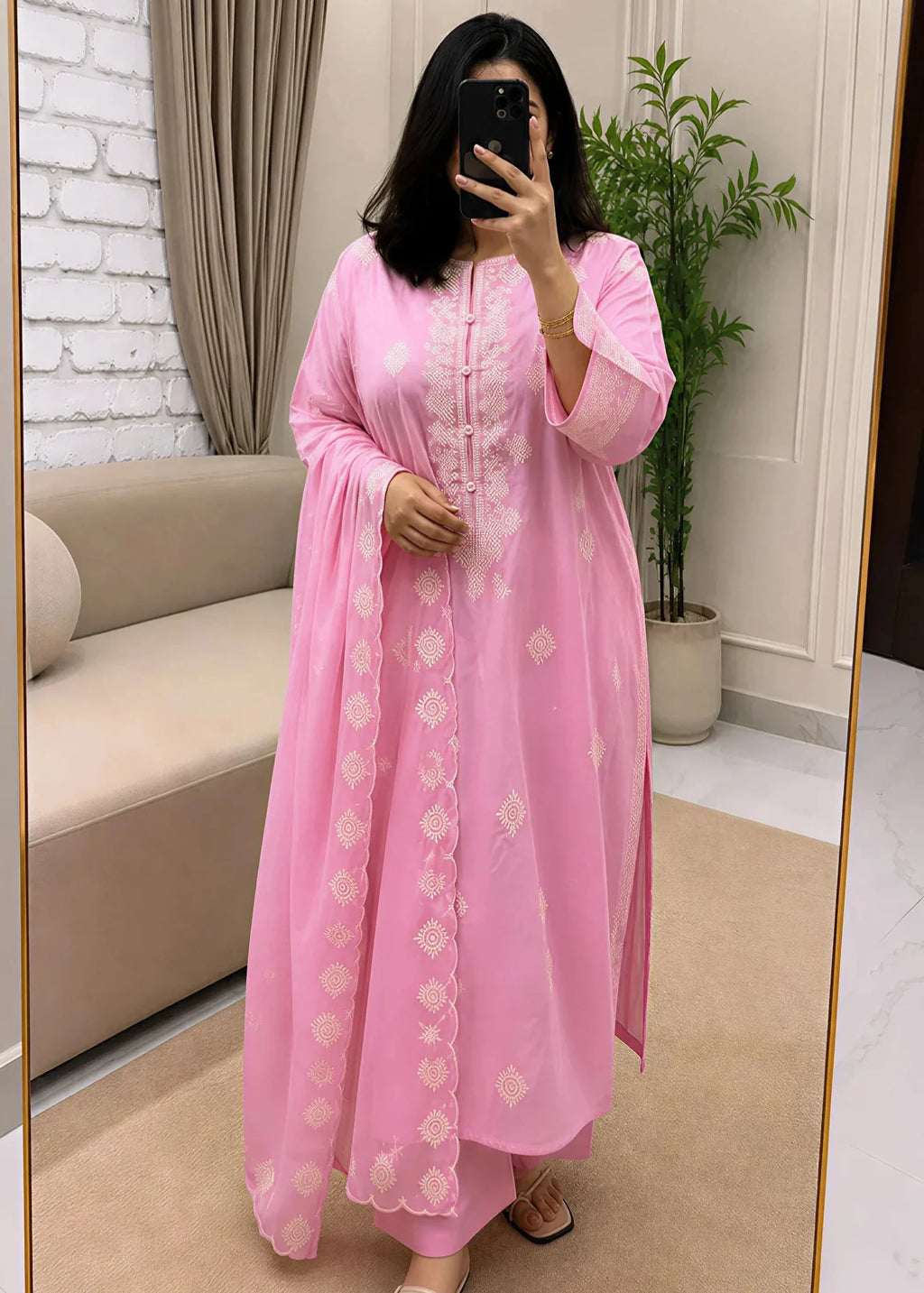 Noore Pink 3 Piece Dhaga Pret