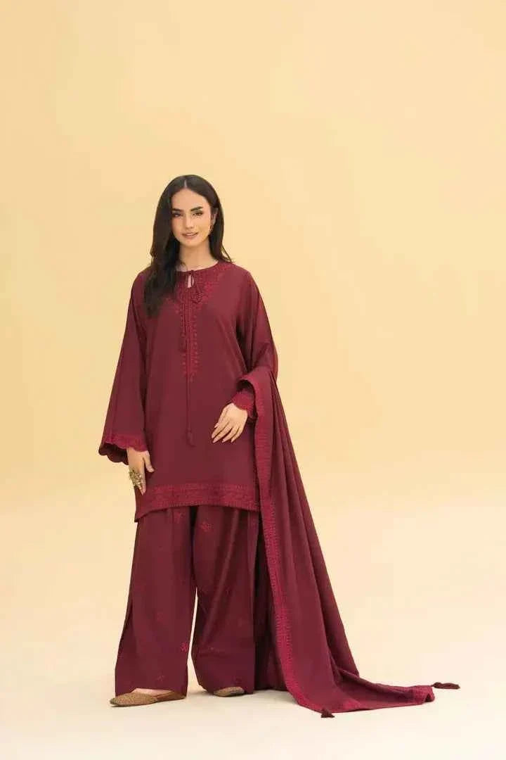 Maroon Rose Blossom 3 Piece
