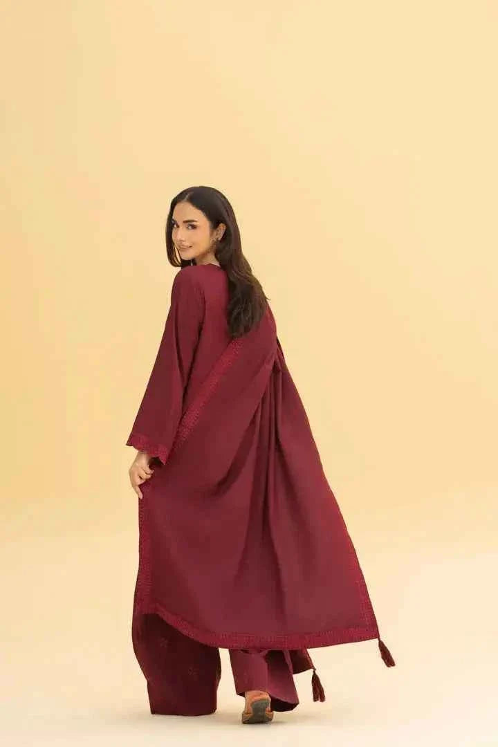 Maroon Rose Blossom 3 Piece