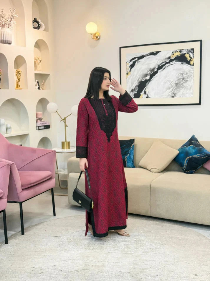 Meher Maroon 2 Piece Dhaga Pret