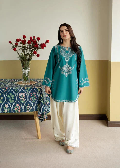 Teal Zarqaa 2 Piece Dhaga Pret