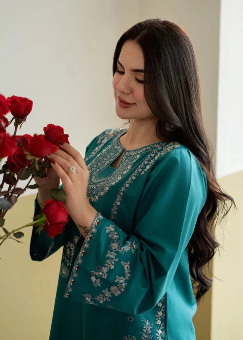 Teal Zarqaa 2 Piece Dhaga Pret