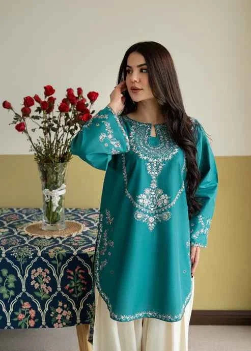 Teal Zarqaa 2 Piece Dhaga Pret
