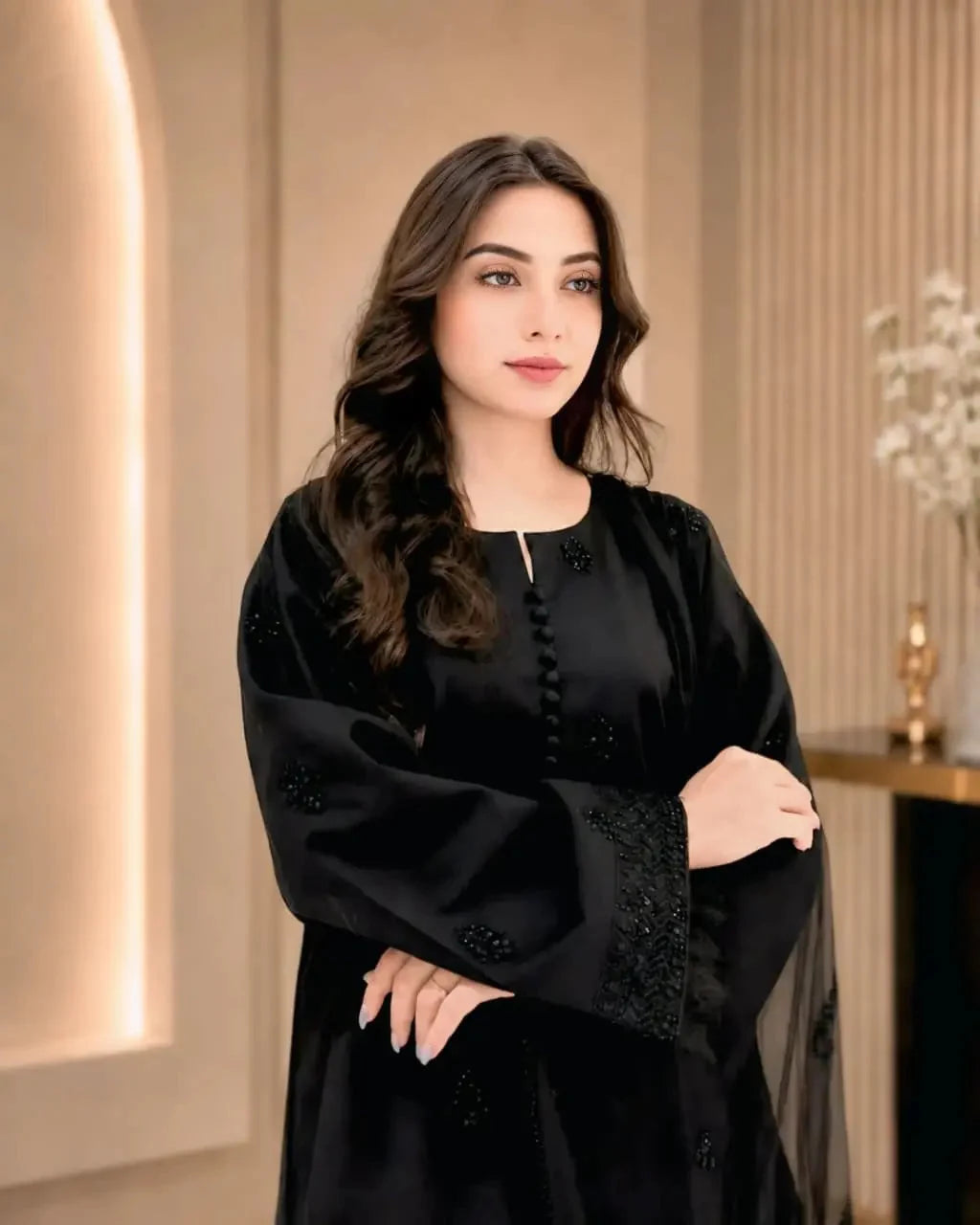 Zehra Black Pret 3 Piece Dhaga Pret