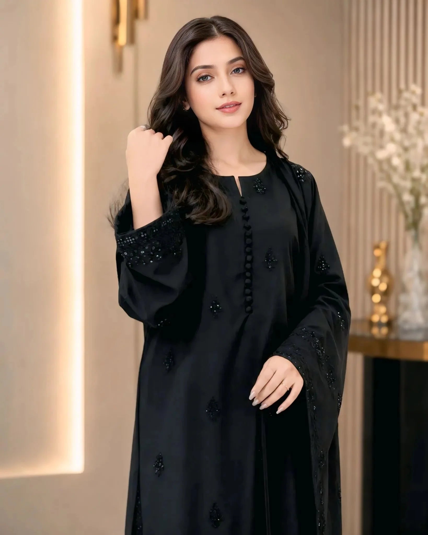 Zehra Black Pret 3 Piece Dhaga Pret