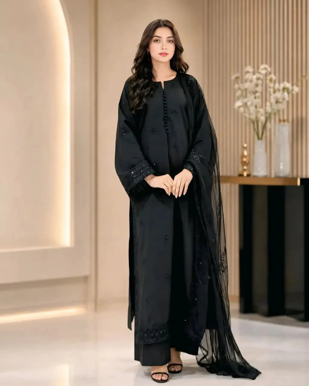 Zehra Black Pret 3 Piece Dhaga Pret