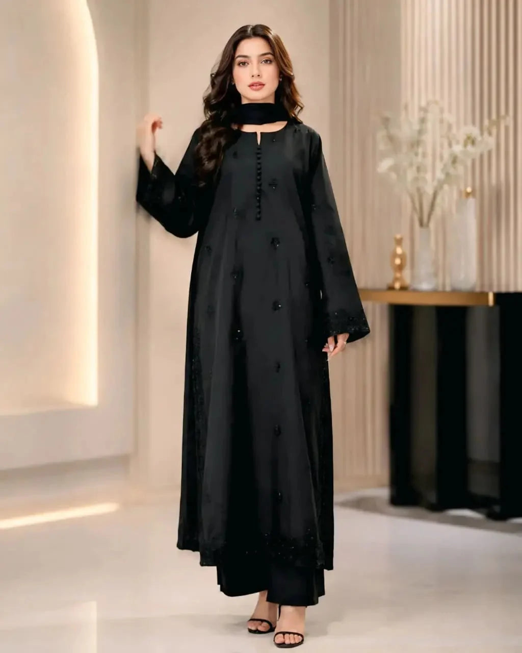 Zehra Black Pret 3 Piece Dhaga Pret