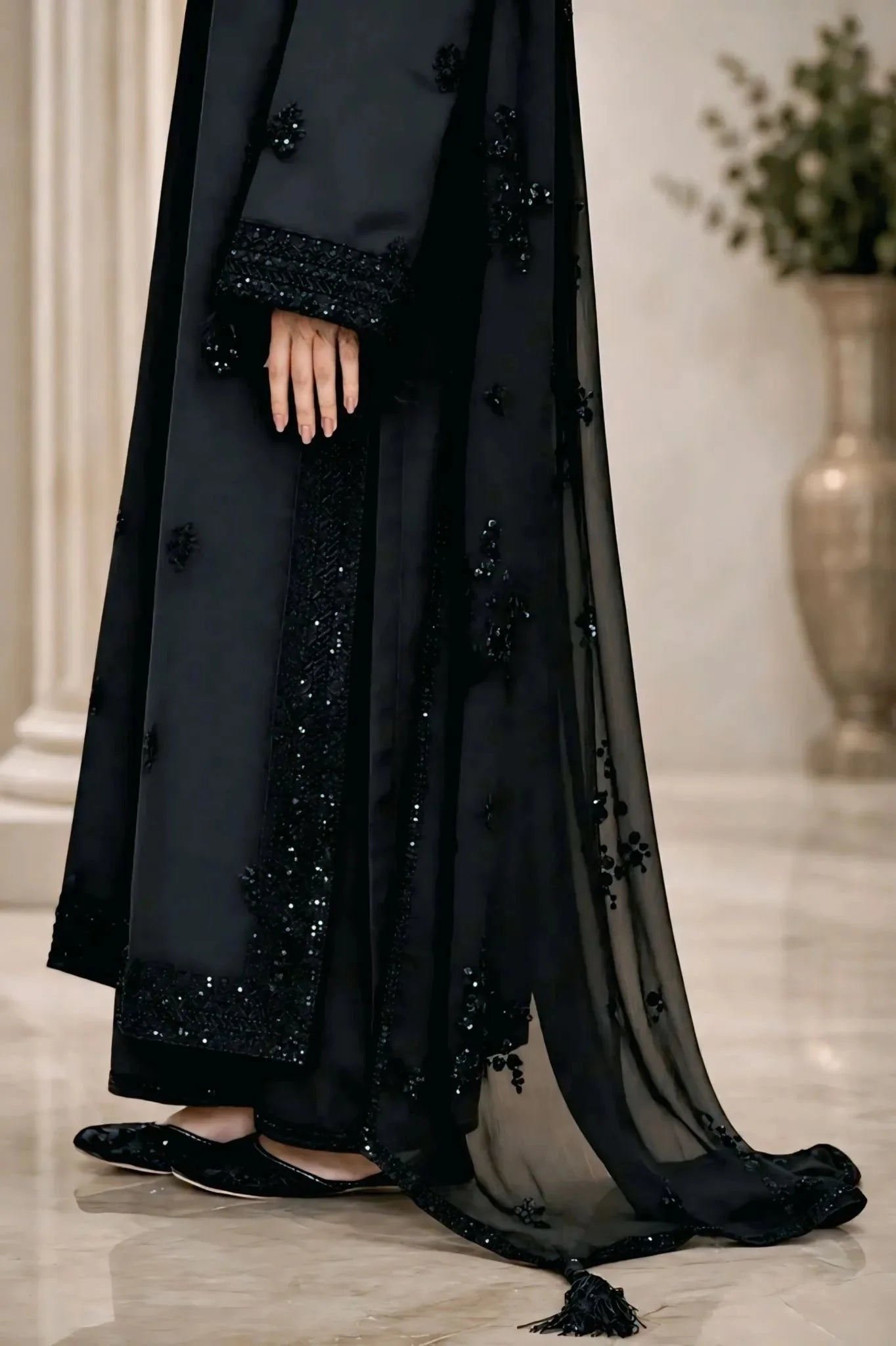 Zehra Black Pret 3 Piece Dhaga Pret